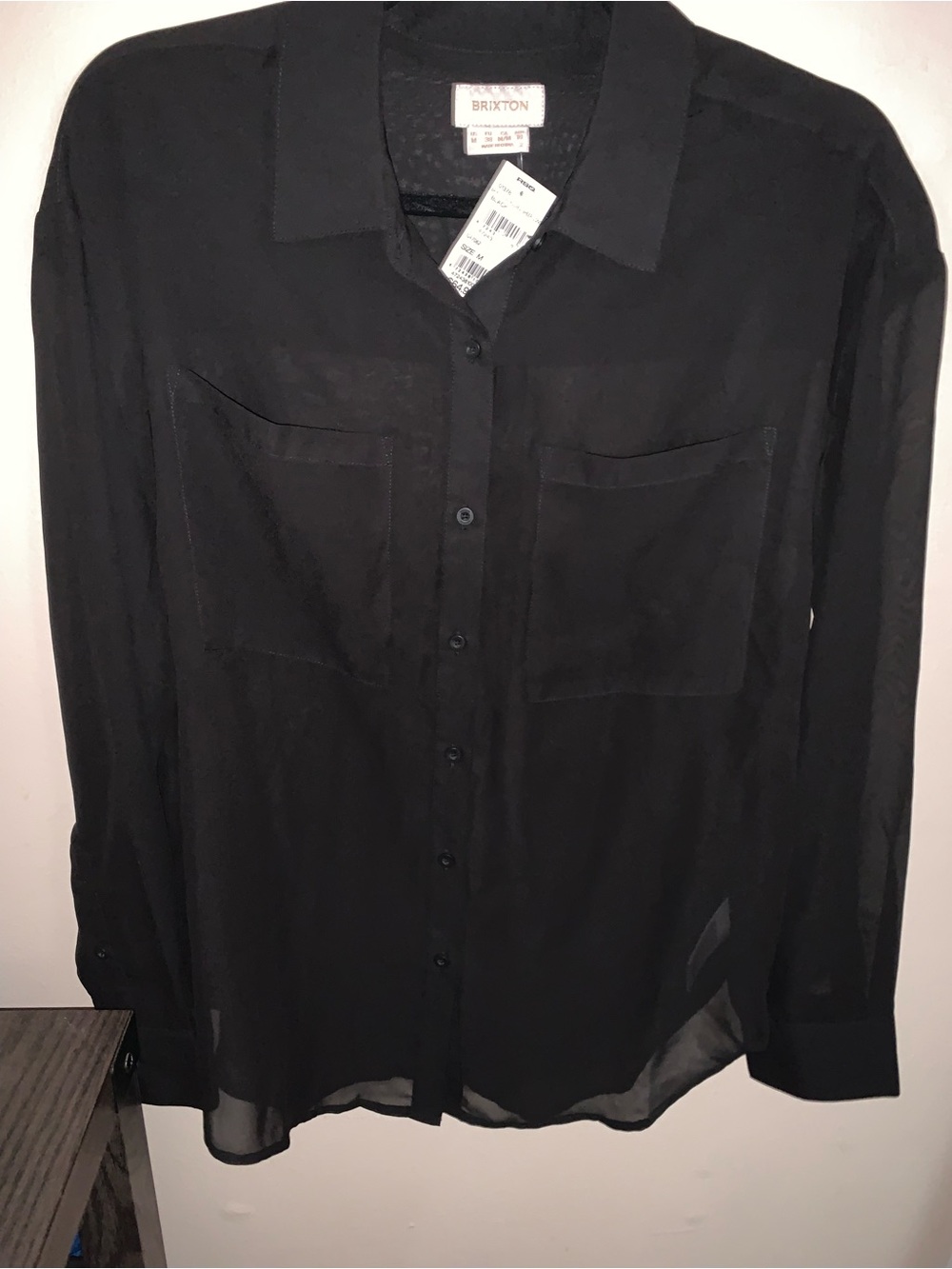 Brixton Black Long-Sleeve Button-Front Shirt with Chest Pockets